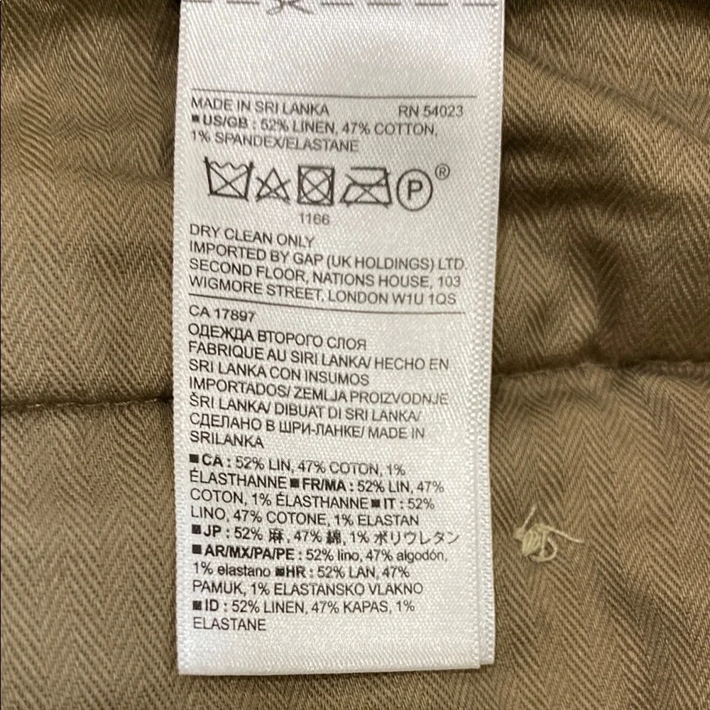 NWT Banana Republic Men's Size 36x34 Slim Fit Performance Linen- Cream